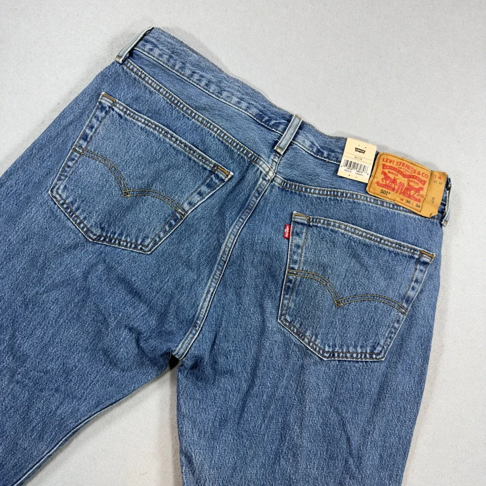 Levi's 501 Original Fit Jeans Mens 36x34 Blue Medium Wash Straight Leg Denim NWT
